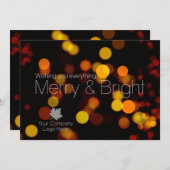 Modern Bokeh Merry Bright Corporate Logo Holiday Feestdagenkaart (Voorkant / Achterkant)