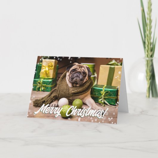 Modern Bokeh Merry-kerstfoto Feestdagen Kaart (Voorkant)