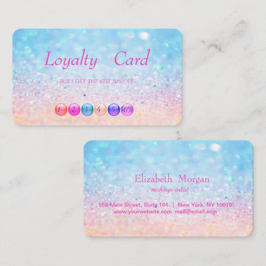 Modern Bokeh Ombre Makeup Loyalty Card (Voorkant / Achterkant)