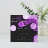 Modern Bokeh Paars Glitter & Glamor Birthday Kaart (Staand voorkant)