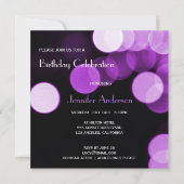 Modern Bokeh Paars Glitter & Glamor Birthday Kaart (Voorkant)