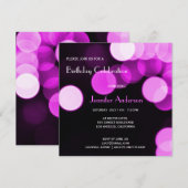 Modern Bokeh Pink Glitter & Glamor Birthday Party Kaart (Voorkant / Achterkant)