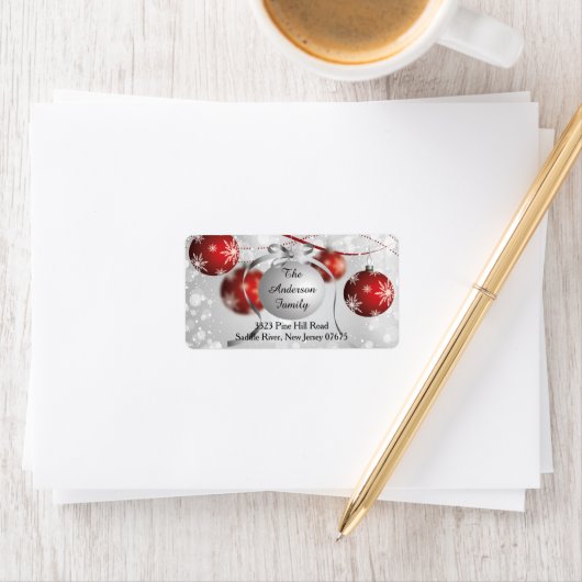 Modern Bokeh Sneeuwvlok Kerst Retouradres Etiket (Insitu)