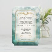 Modern Bokeh Sparkle Aqua Twinkle repetitie diner Kaart (Staand voorkant)