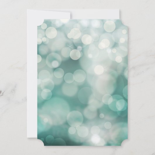 Modern Bokeh Sparkle Aqua Twinkle repetitie diner Kaart (Achterkant)
