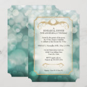 Modern Bokeh Sparkle Aqua Twinkle repetitie diner Kaart (Voorkant / Achterkant)