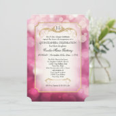 Modern Bokeh Sparkle Pink Twinkle Quinceanera Kaart (Staand voorkant)