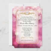 Modern Bokeh Sparkle Pink Twinkle Quinceanera Kaart (Voorkant)