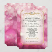 Modern Bokeh Sparkle Pink Twinkle Quinceanera Kaart (Voorkant / Achterkant)