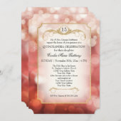 Modern Bokeh Sparkle Roos Twinkle Quinceanera Kaart (Voorkant / Achterkant)