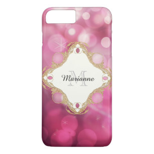 Modern Bokeh Sparkle roze Gepersonaliseerde Monogr Case-Mate iPhone Case