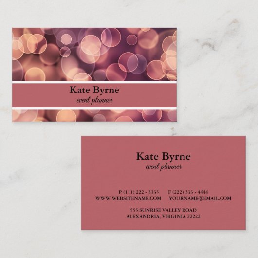 Modern Bokeh Stippen Event Planner Visitekaartje (Voorkant / Achterkant)