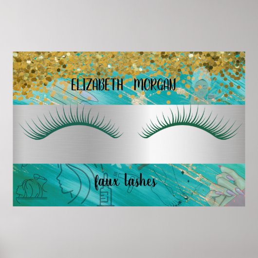Modern Bokeh,Stripe,Faux Lashes Po Poster (Voorkant)