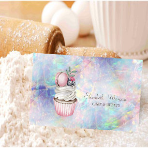Modern Bokeh Waterverf Macaron Holographic, Opal Visitekaartje