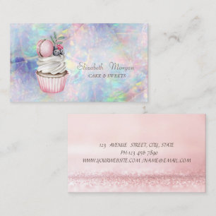 Modern Bokeh Waterverf Macaron Holographic, Opal Visitekaartje