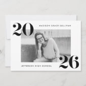 Modern Bold 2025 Black Photo Graduation Party Kaart (Voorkant)