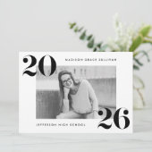 Modern Bold 2025 Black Photo Graduation Party Kaart (Staand voorkant)