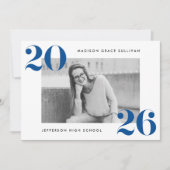 Modern Bold 2025 Blauwe Foto Afstudeerfeest Kaart (Voorkant)