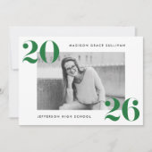 Modern Bold 2025 Groene Foto Afstudeerfeest Kaart (Voorkant)