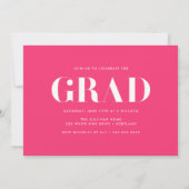 Modern Bold 2025 Hot Pink Photo Graduation Party Kaart (Achterkant)