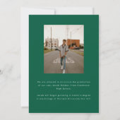 Modern Bold 2-Photo Green Striped Graduation Aankondiging (Achterkant)