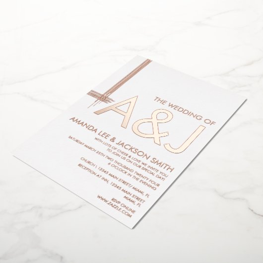 Modern Bold Abstract Line Wedding Folie Uitnodigin Folie Uitnodiging (Gedraaid)