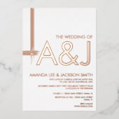 Modern Bold Abstract Line Wedding Folie Uitnodigin Uitnodiging (Voorkant)