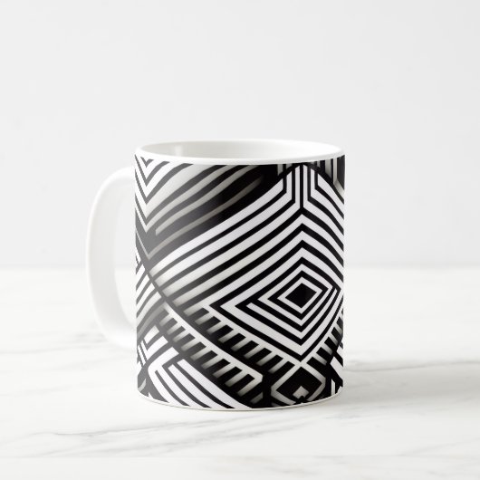 Modern bold Abstract Monochrome Geometric Pattern Koffiemok (Voorkant links)