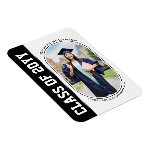 Modern Bold Afstudeerder Foto School Afstuderen Magneet (Rechterzijde)