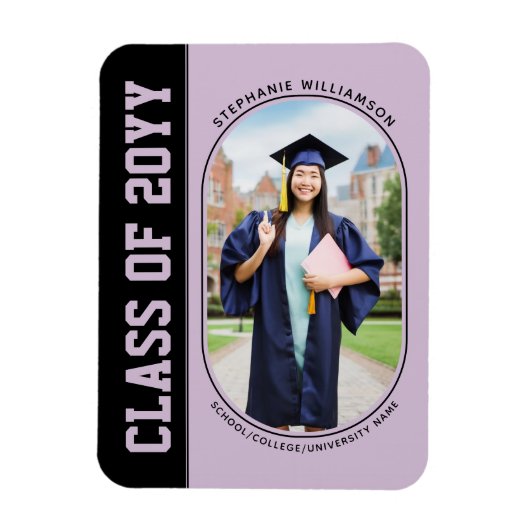Modern Bold Afstudeerder Foto School Afstuderen Magneet (Verticaal)