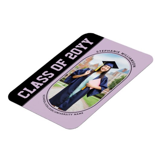 Modern Bold Afstudeerder Foto School Afstuderen Magneet (Linkerzijde)