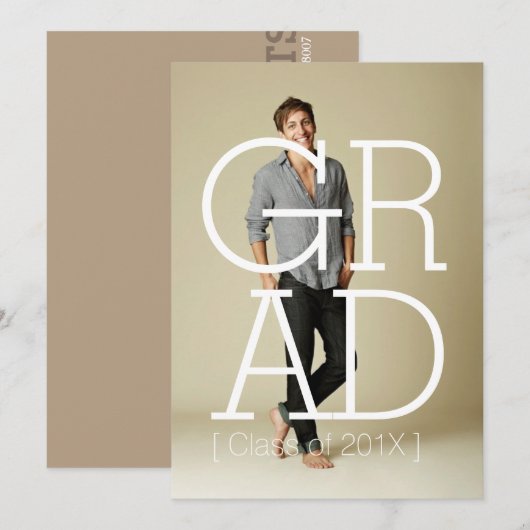 Modern Bold Afstudeerder Party Invitation Photo Ca Kaart (Voorkant / Achterkant)