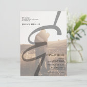Modern bold all in one calligraphy wedding kaart (Staand voorkant)