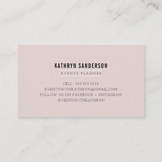 MODERN BOLD ANGLE gold logo blush roze grijs marme Visitekaartje (Achterkant)