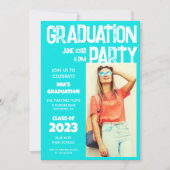 Modern Bold Aqua Blue Photo 2023 Afstuderen Kaart (Voorkant)