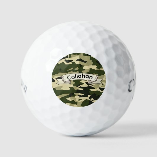 Modern Bold Army Camo Monogram | Aangepaste naam Golfballen (Voorkant)