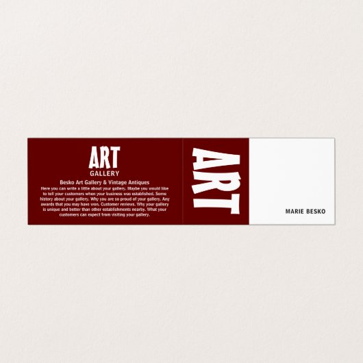 Modern Bold, Art Dealer, Gedetailleerd Visitekaartje (Buitenkant ongevouwen)