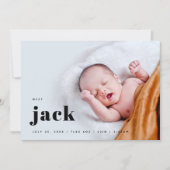 Modern Bold Baby Birth Aankondiging (Voorkant)