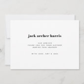 Modern Bold Baby Birth Aankondiging (Achterkant)