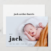 Modern Bold Baby Birth Aankondiging (Voorkant / Achterkant)