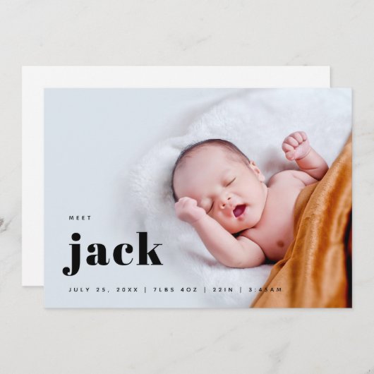 Modern Bold Baby Birth Aankondiging (Voorkant / Achterkant)