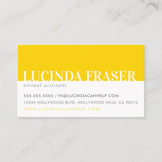 MODERN BOLD BAND minimaal eenvoudig geel grijs Visitekaartje (Voorkant)