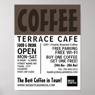 Modern Bold Barista, Café, Coffeehouse Adverteren Poster