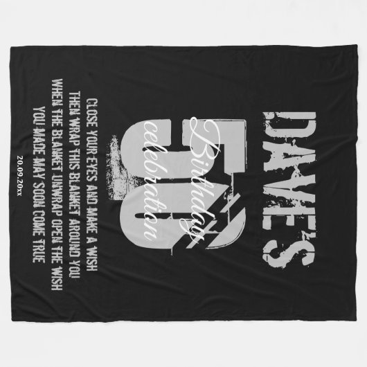 Modern Bold Black 50e Verjaardag Wensen Fleece Deken (Voorkant (Horizontaal))