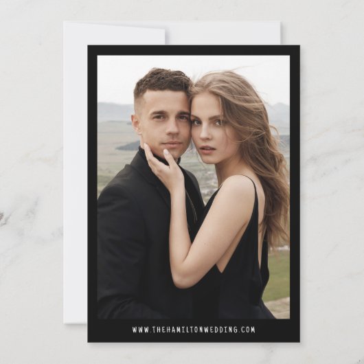 Modern Bold Black Bow foto bruiloft Save The Date (Achterkant)