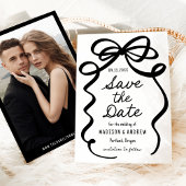 Modern Bold Black Bow foto bruiloft Save The Date
