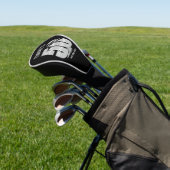 Modern Bold Black Gepersonaliseerde 50ste Verjaard Golfheadcover (Insitu)