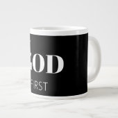 Modern Bold Black God First Faith Saying Slogan Grote Koffiekop (Voorkant rechts)
