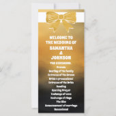 Modern Bold Black Gold Bow Wedding Program Kaart (Voorkant)
