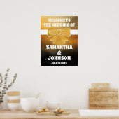 Modern Bold Black Gold Bow Wedding Welkom Poster (Keuken)